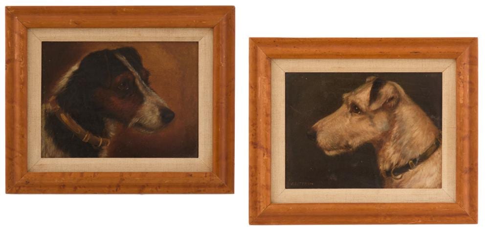 Edward Aistrop comparable auction result: edward aistrop british 1880 1920 pair of dog portraits of jack russell terrier and fox terrier