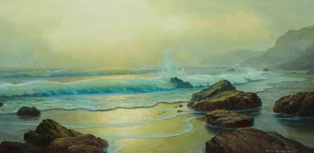 Anton Gutknecht comparable auction result: anton gutknecht german 1907 1988 crashing waves oil on canvas 24 x 48in 61 x 122cm