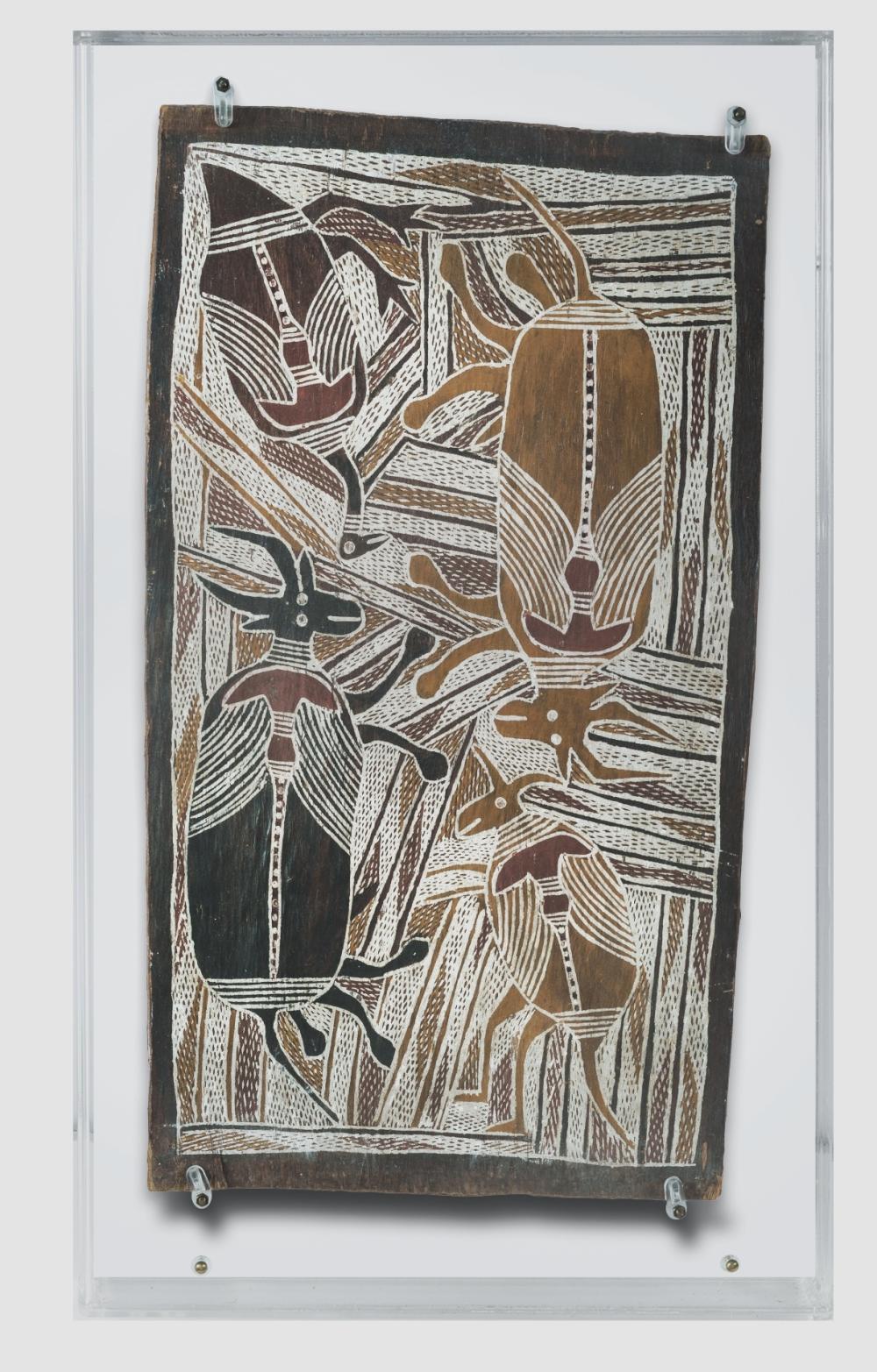 Mawalan Marika comparable auction result: marika mawalan 1908 1967 buffalo hunt 1958 natural earth pigments on eucalyptus bark 26 5x47cm