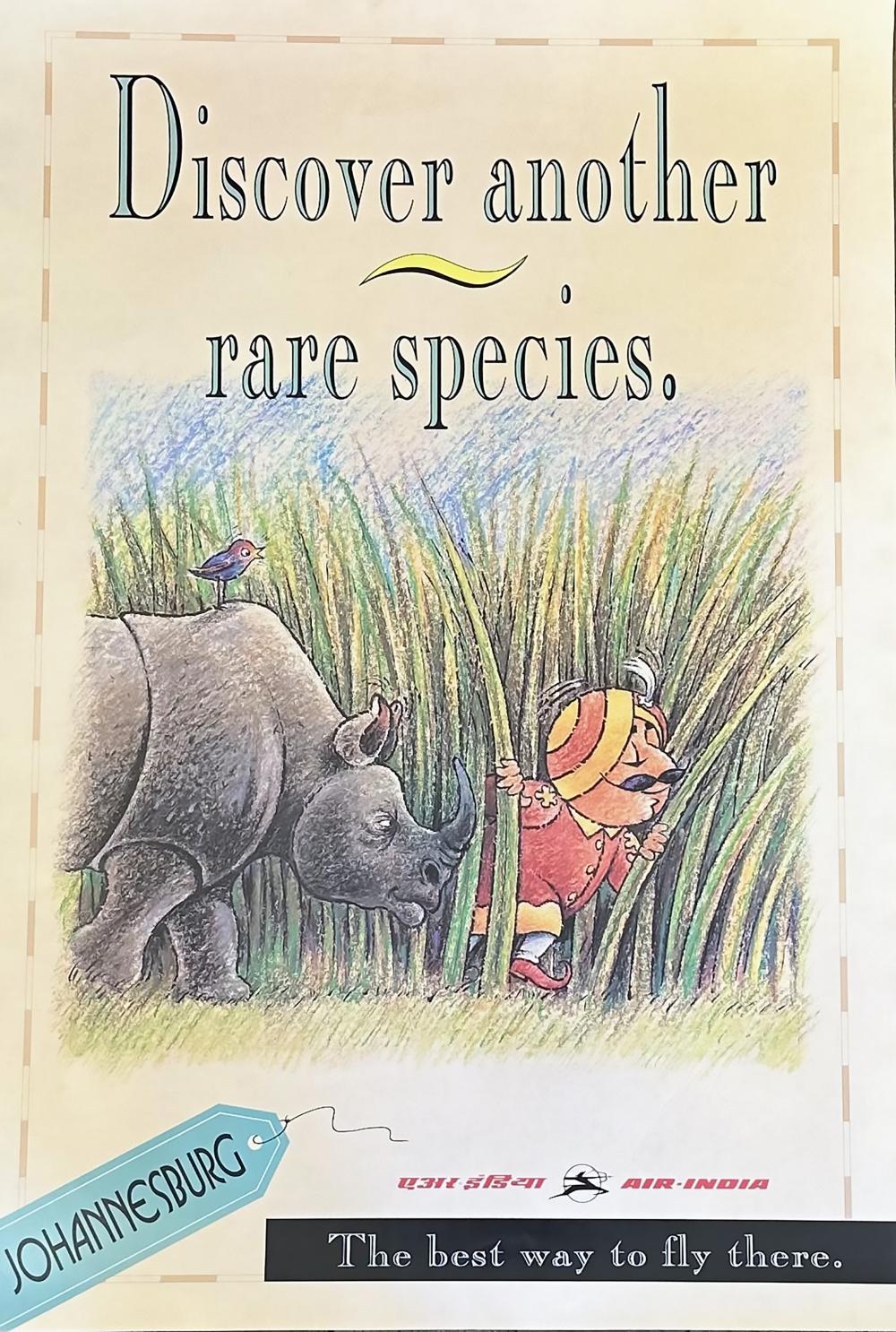 Air India Discover Another Rare SpeciesJohannesburg (South Africa)The Best Way To Fly There* sold by Maison de Ventes Good, lot 770 — auction record photograph