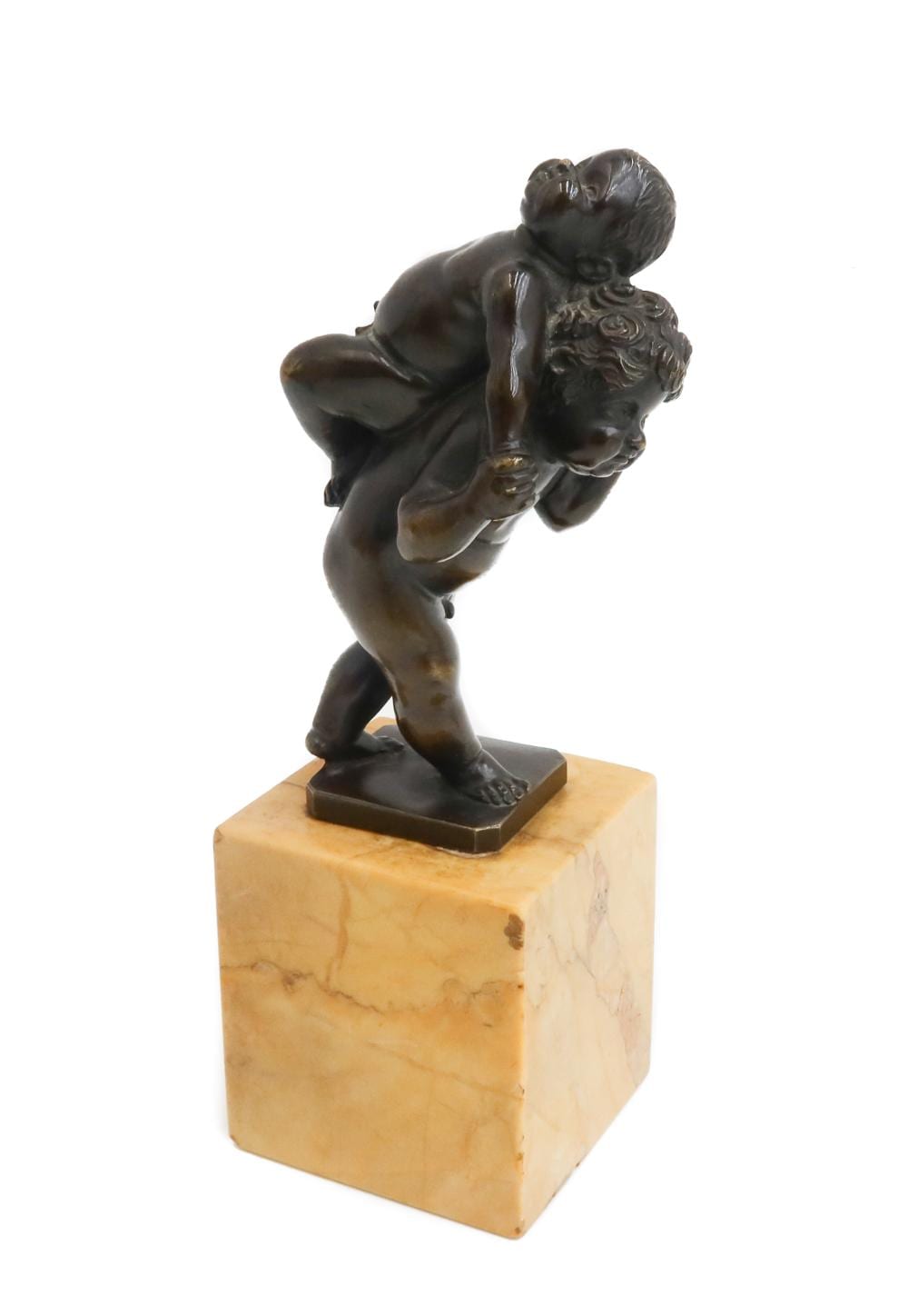 Leonhard Kern comparable auction result: german patinated bronze figurine of putti playing piggyback after leonhard kern