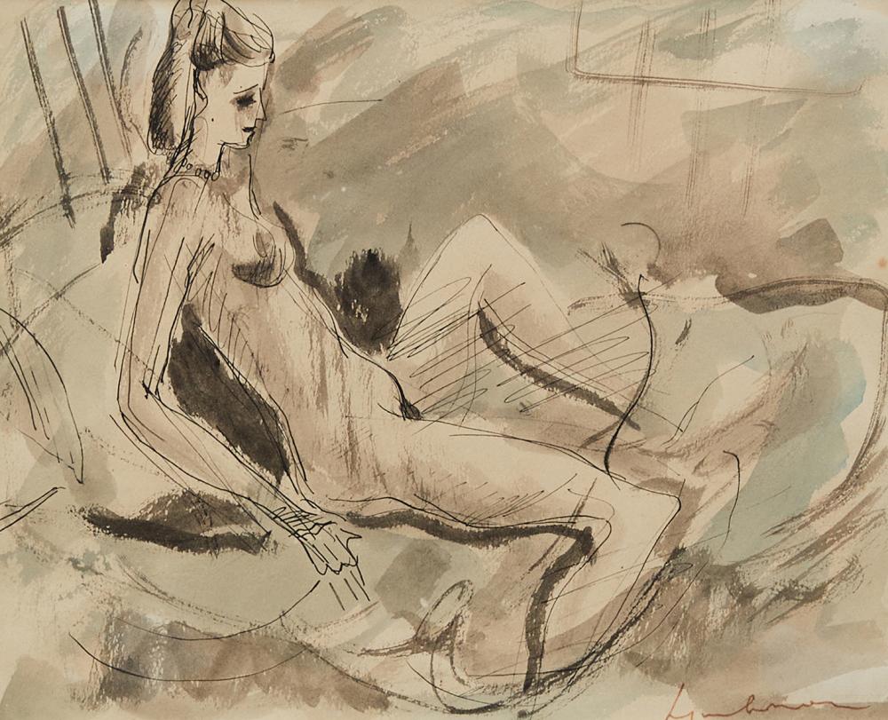 francis lymburner 1916 1972 female nude ink and wash on paper 21 5 x 26 5cm 43 x 47cm framed · Leonard Joel · 2025-06-03 Francis Lymburner comparable auction result: francis lymburner 1916 1972 female nude ink and wash on paper 21 5 x 26 5cm 43 x 47cm framed