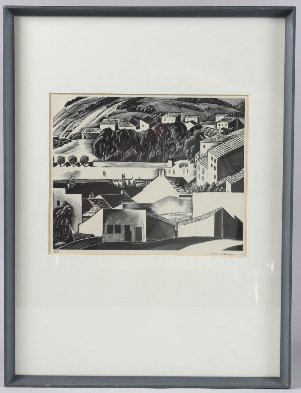 Iain Macnab comparable auction result: iain macnab scottish 1890 1967 view of a hillside mediterranean harbour etching signed in pencil