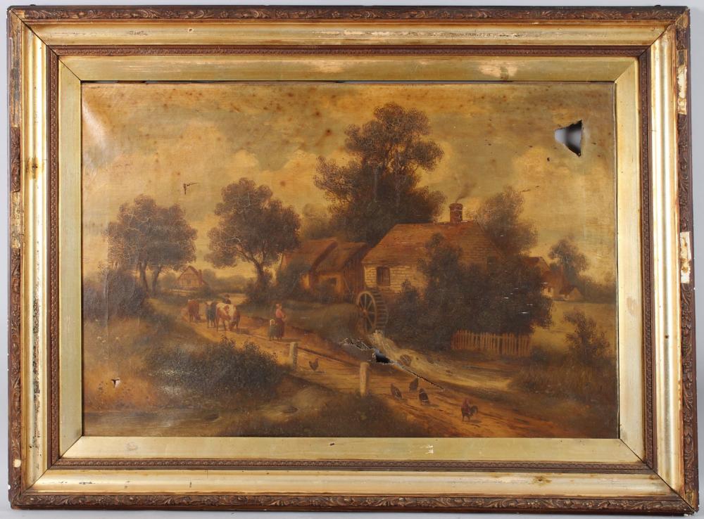 Charles Vickers comparable auction result: charles vickers 1821 1895 figures on a path with a watermill oil on canvas signed 50cm x 76cm