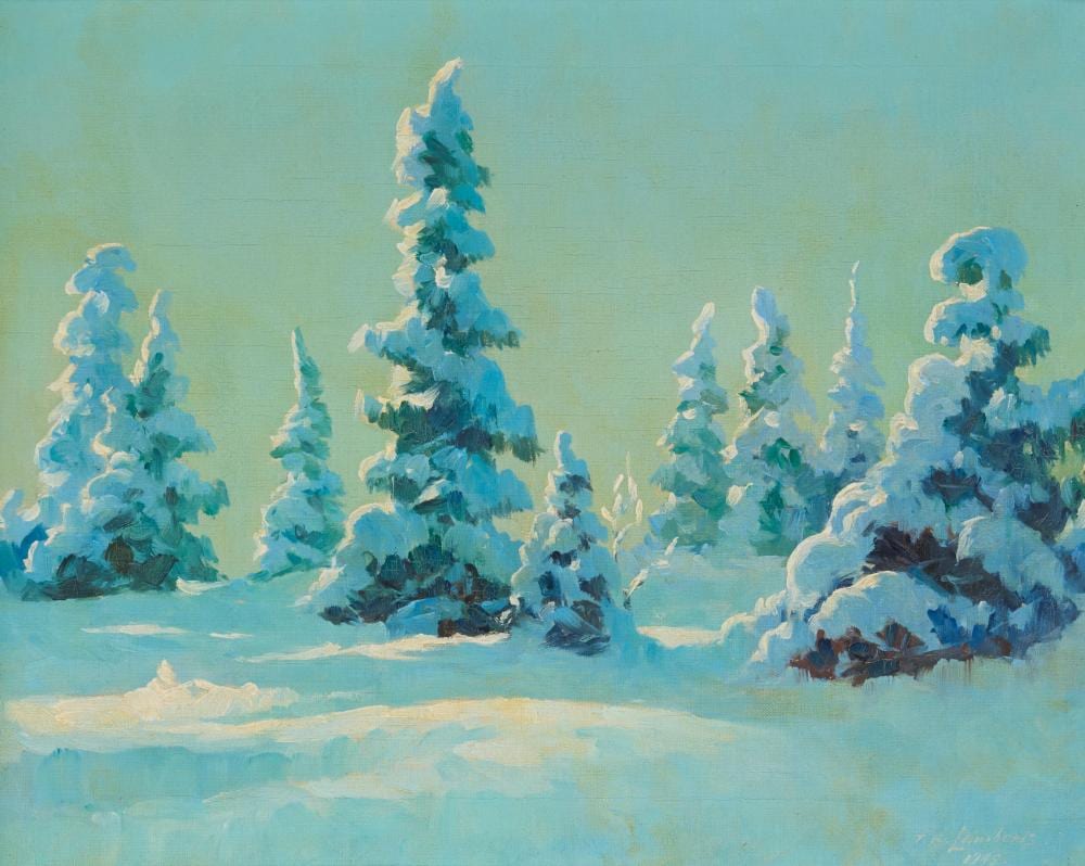 theodore roosevelt lambert 1905 1960 snow covered trees in alaska 1945 · John Moran Auctioneers · 2025-06-03 Theodore Roosevelt Lambert comparable auction result: theodore roosevelt lambert 1905 1960 snow covered trees in alaska 1945