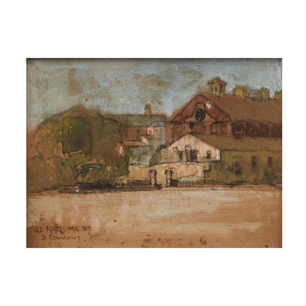 Donald Commons comparable auction result: donald commons 1855 1942 old macquarie street gouache and pencil on paper 18 x 24 5cm 37 5 x 41cm framed