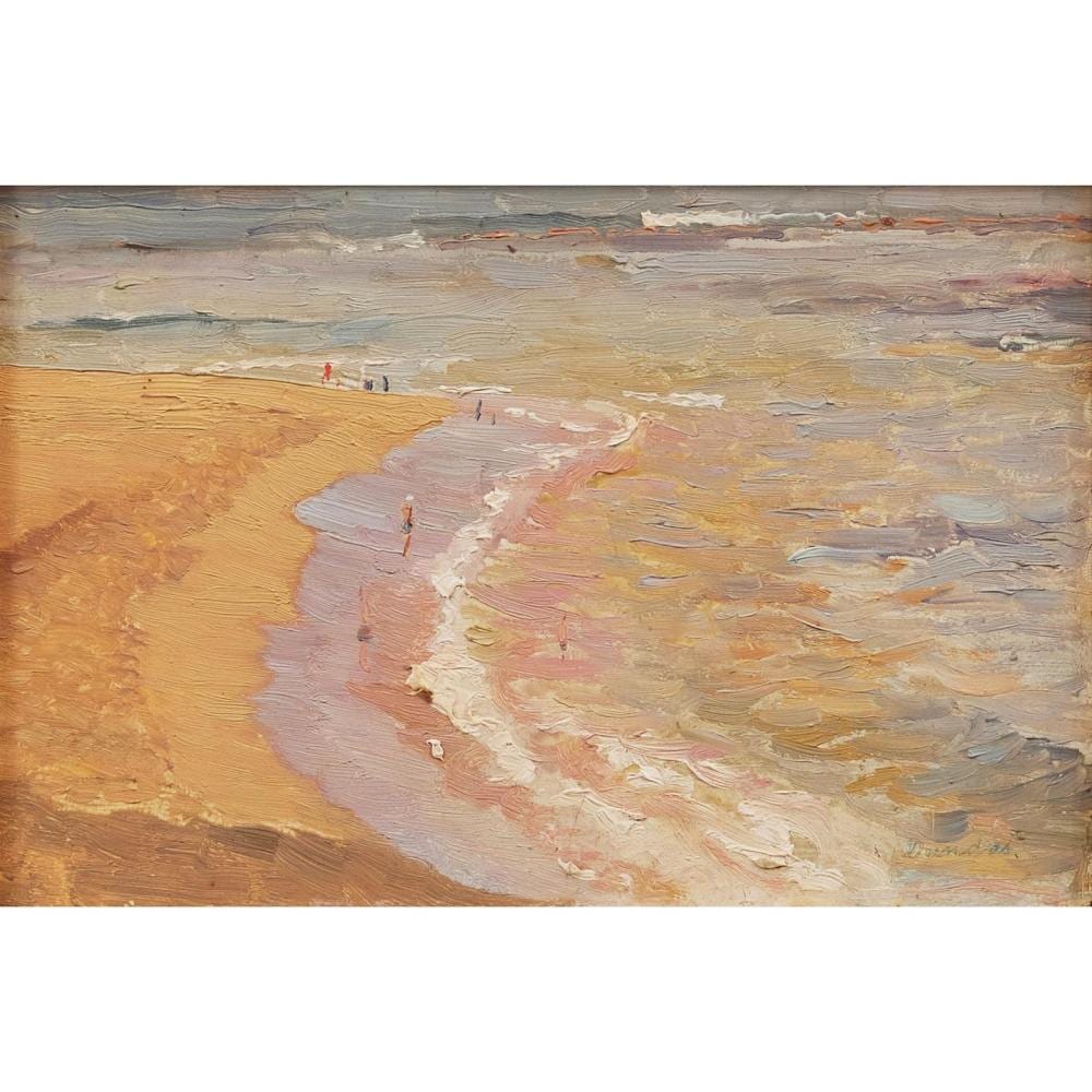 Douglas Dundas comparable auction result: douglas dundas 1900 1981 sand spit near toowoon bay oil on board 14 x 21cm 24 x 30cm framed