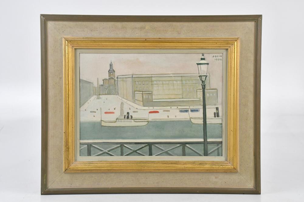 Einar Jolin comparable auction result: einar jolin swedish 1890 1976 oil on canvas river scene with buildings signed and dated 1950 24 x 33cm framed