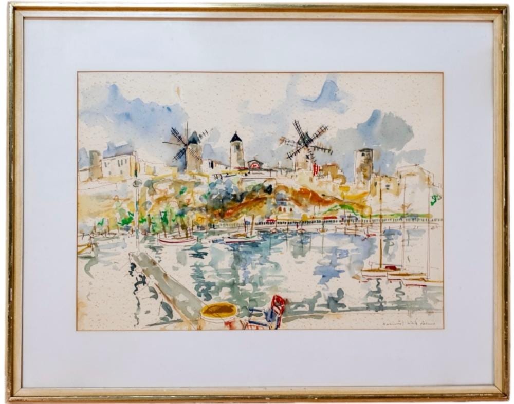 Helmut Weitz comparable auction result: helmut weitz 1918 1966 seascape with windmills