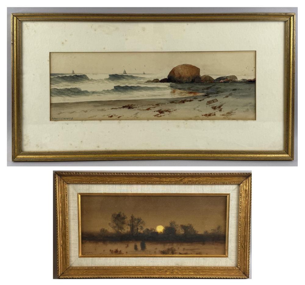 James Henry Moser comparable auction result: james henry moser massachusetts washington d c canada 1854 1913 moon over trees framed 10 x 17 and 14 x 28