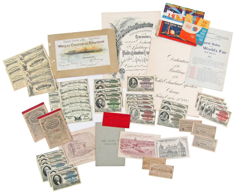 Columbian Exposition & Other World's Fairs (1933, 1939, 1964) Ephemera & Collectibles, 50+ Pcs sold by University Archives, lot 361 — auction record photograph
