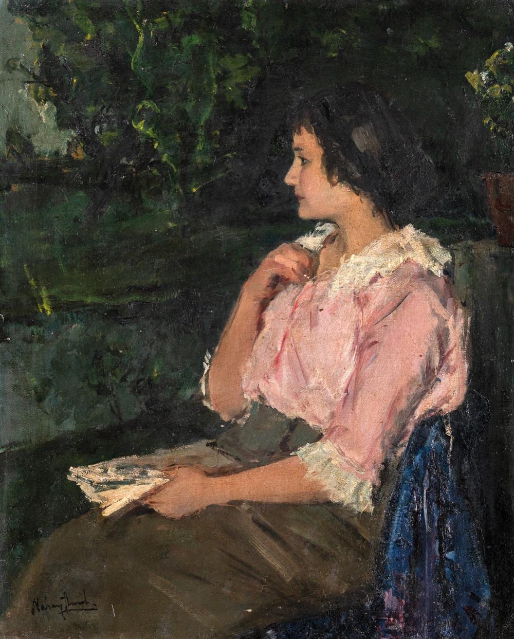 Aurél Náray comparable auction result: aur l n ray 1883 1948 woman in a pink blouse