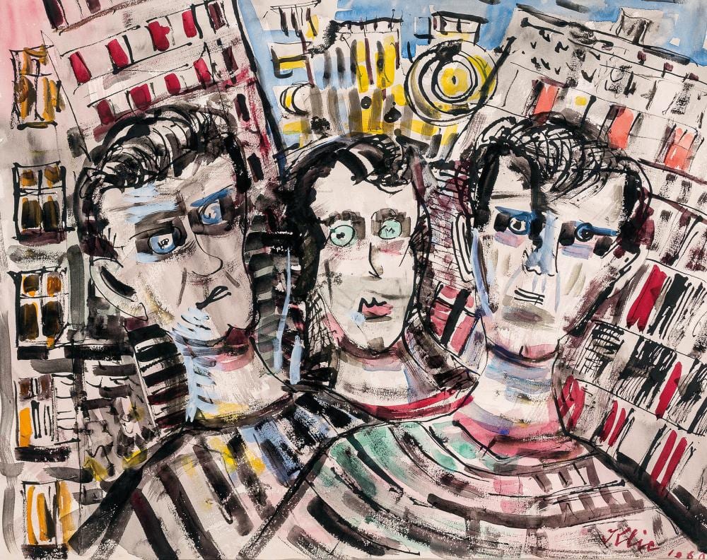 Zoltán Klie comparable auction result: zolt n klie 1897 1992 three friends in a big city 1960