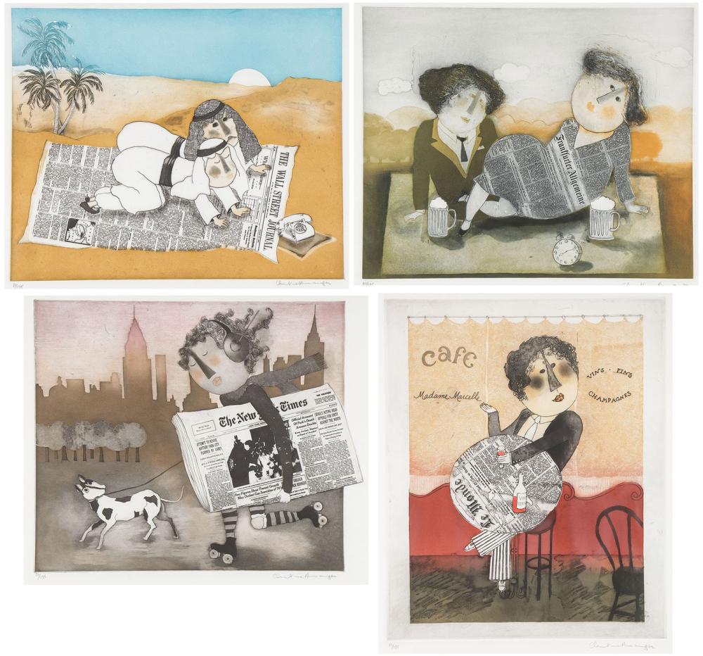 Christina  Amarger comparable auction result: 4 original christine amarger etchings