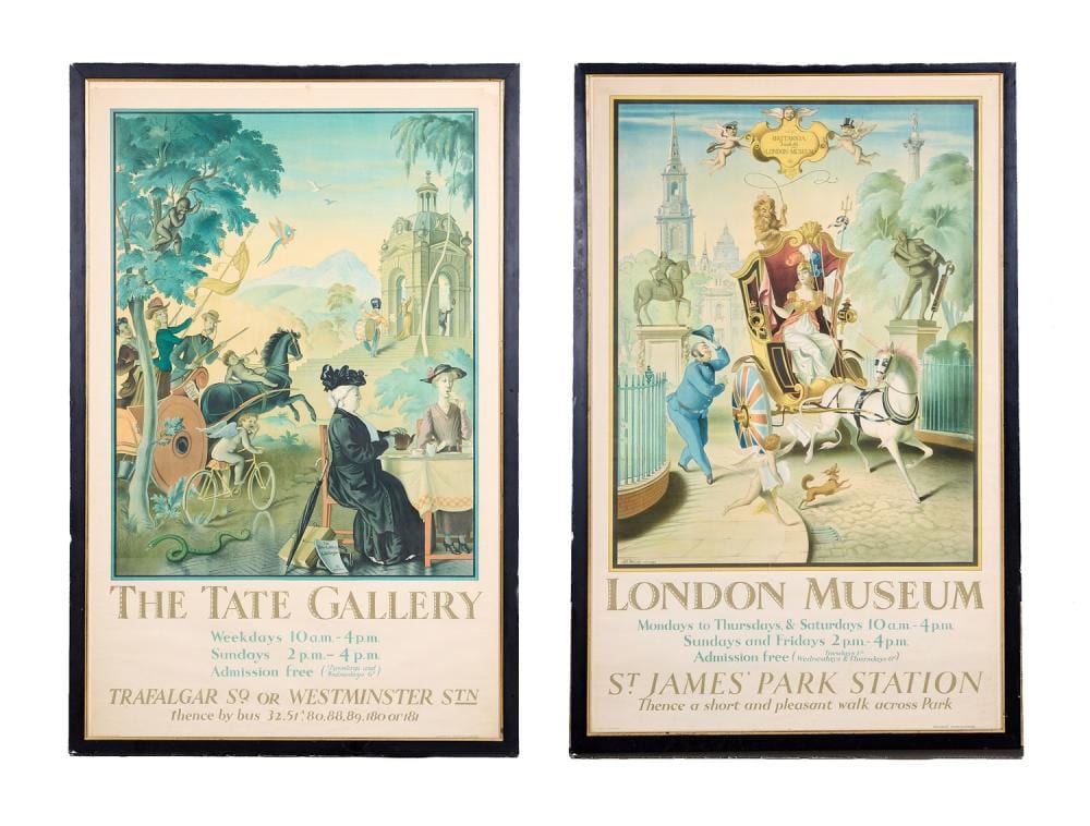 rex whistler 1904 1944 a pair of posters london museum tate gallery c 1928 · Curated Auctions · 2025-05-29 Rex Whistler comparable auction result: rex whistler 1904 1944 a pair of posters london museum tate gallery c 1928