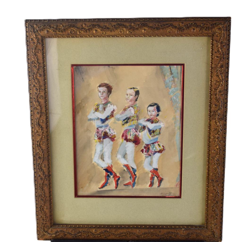 Alexis Arapoff comparable auction result: alexis arapoff oil painting of acrobats