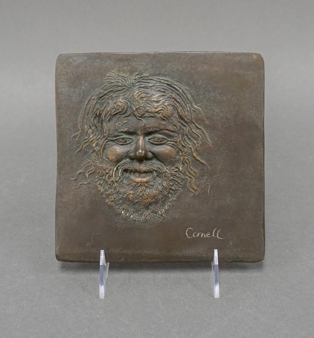 Thomas Cornell comparable auction result: thomas cornell american 1937 2012 for j walter thomas co christmas 1970 satyr ii bronze plaque titled signed and numbered 291 375 on verso 7 x 7 in 17 8 x 17 8 cm
