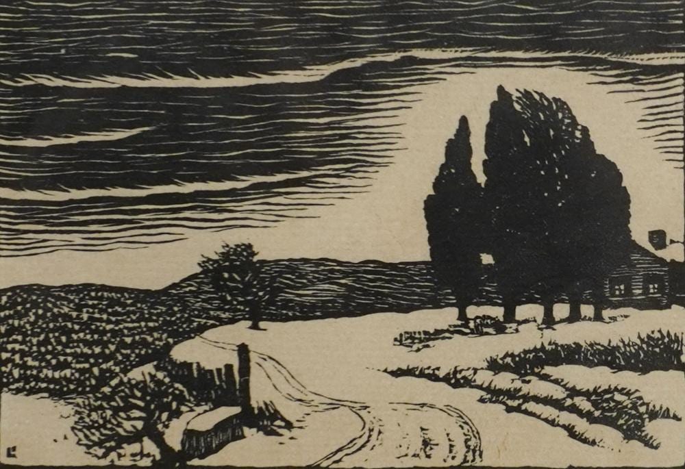 Julius Lankes comparable auction result: julius j lankes american 1884 1960 whitakers road woodblock signed l l and titled l r frame 7 1 4 x 8 1 4 in 18 4 x 21 cm