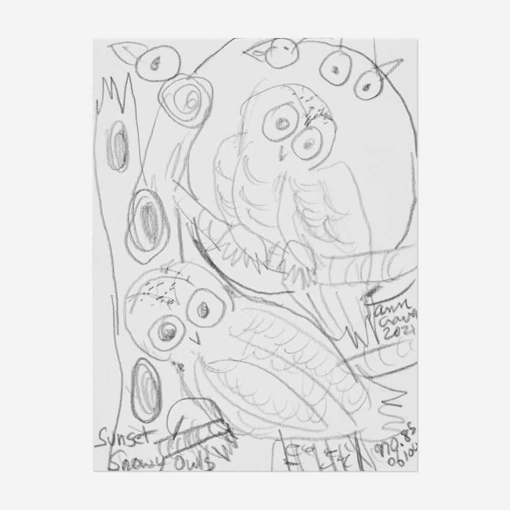 Ann Craven comparable auction result: ann craven study for sunset snowy owls