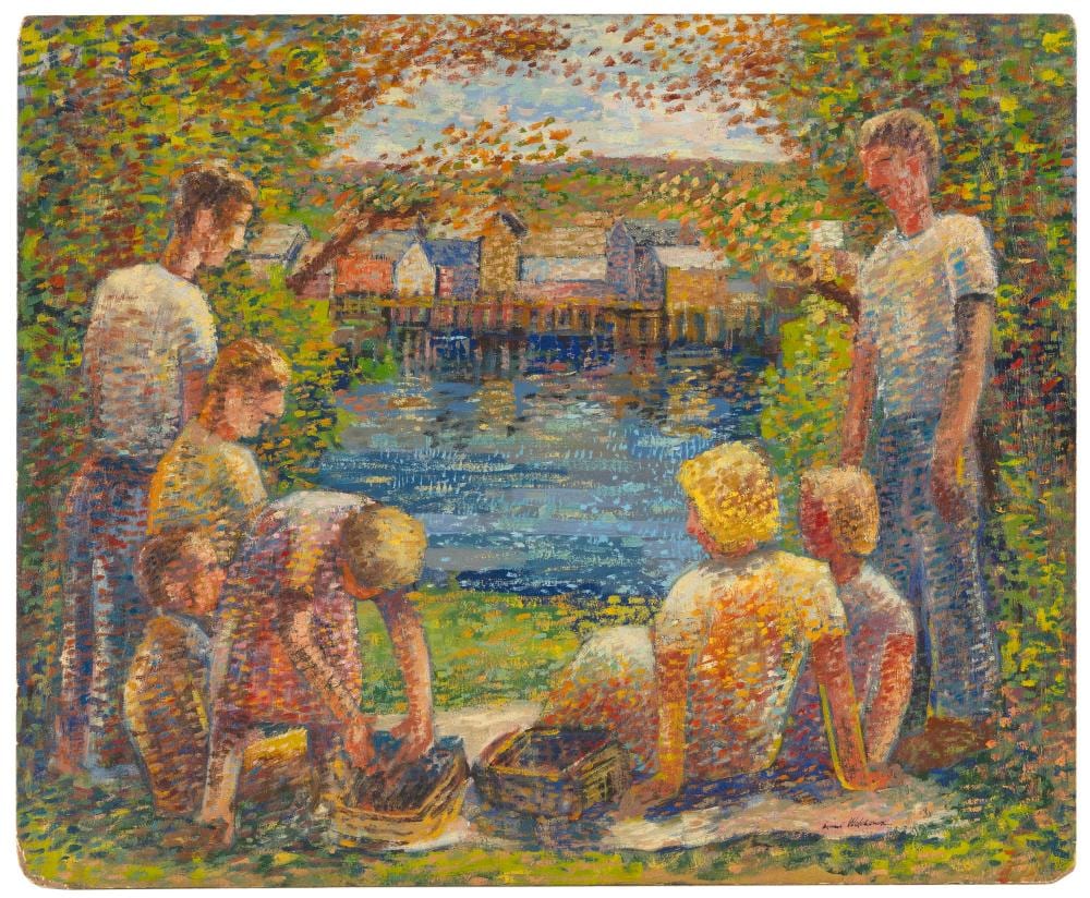 louis wolchonok new york 1898 1973 summer picnic oil on canvas board 20 x 24 unframed · Eldred's · 2025-06-26 Louis Wolchonok comparable auction result: louis wolchonok new york 1898 1973 summer picnic oil on canvas board 20 x 24 unframed
