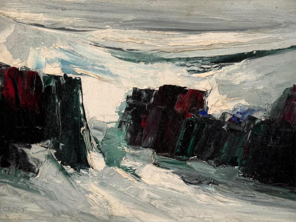 Lewis Scott Croft comparable auction result: lewis scott croft massachusetts canada 1911 1980 crashing waves oil on masonite 12 x 16 framed 17 x 21