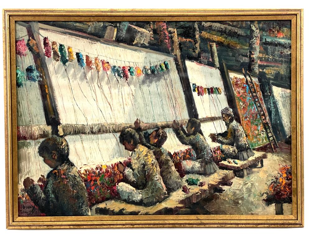 Cyrus Afsary comparable auction result: cyrus afsary tehran weavers oil on canvas