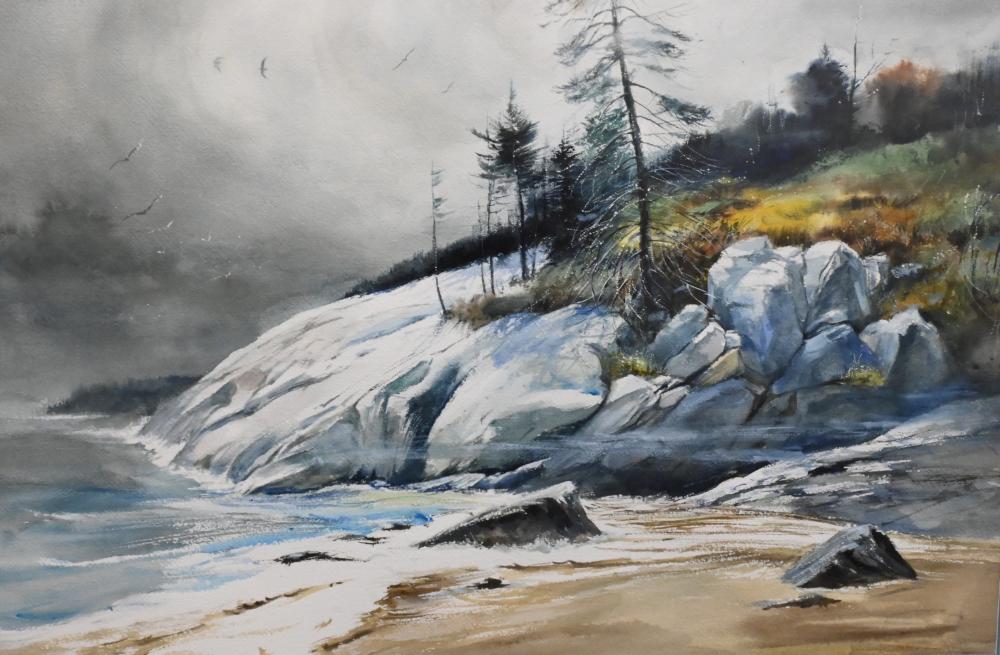 harvey whitney kidder american 1918 2001 coastal rocks seascape study watercolor on paper 15 x 23 1 2 · Nadeau's Auction Gallery · 2025-06-07 Harvey W Kidder comparable auction result: harvey whitney kidder american 1918 2001 coastal rocks seascape study watercolor on paper 15 x 23 1 2