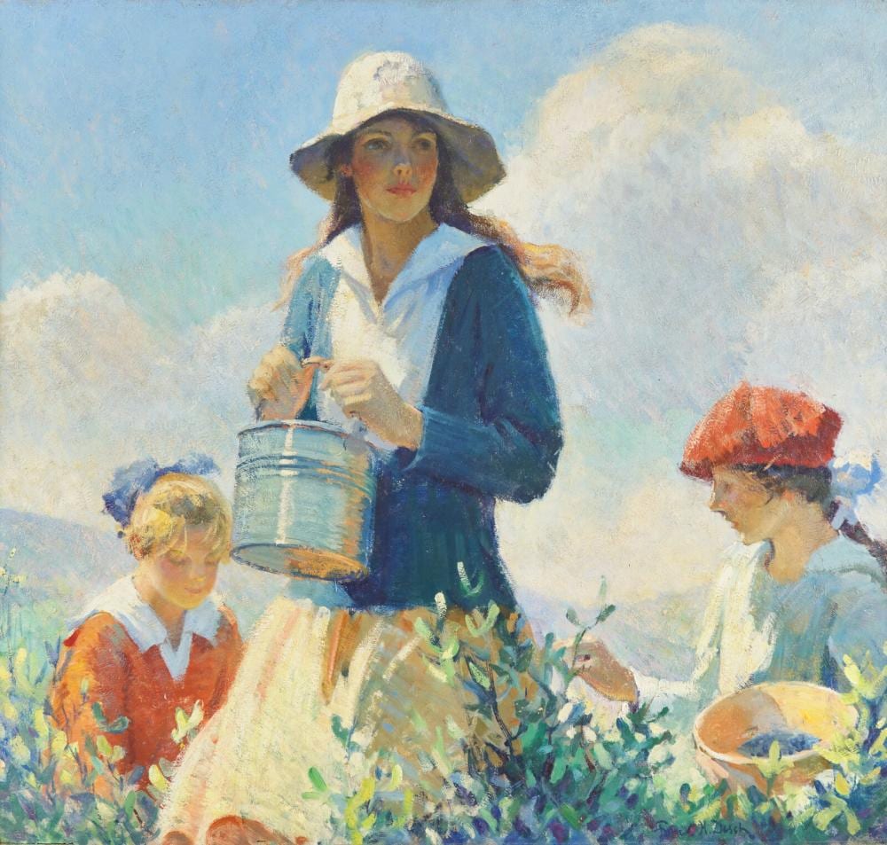 frank h desch american 1873 1934 the blueberry pickers c 1920 · Freeman’s · 2025-06-08 Frank H. Desch comparable auction result: frank h desch american 1873 1934 the blueberry pickers c 1920