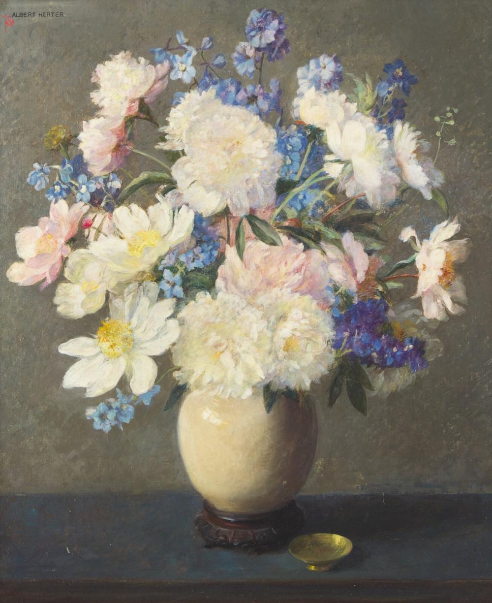 Albert Herter comparable auction result: albert herter american 1871 1950 flowers in a white ginger jar