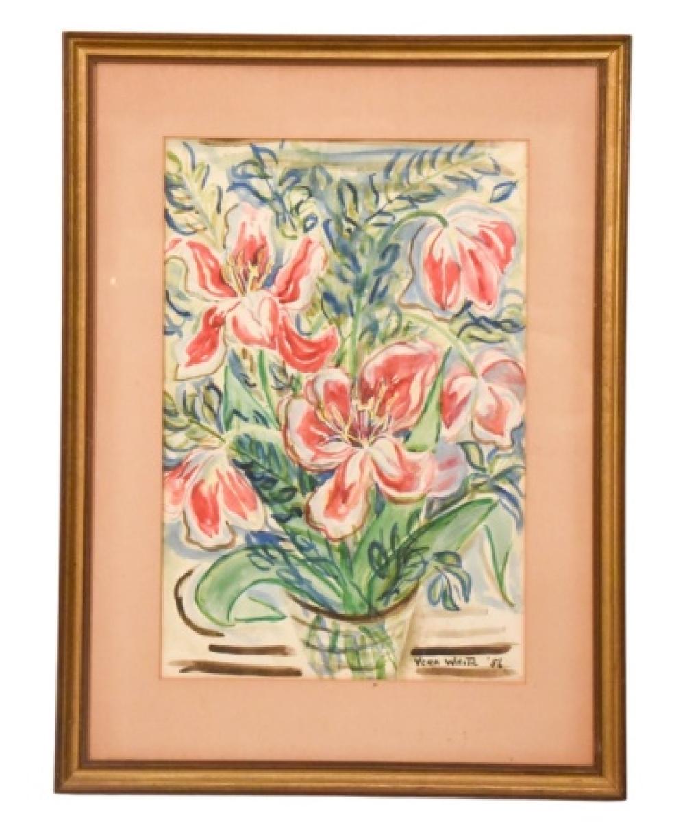 Vera White comparable auction result: vera white signed watercolor still life
