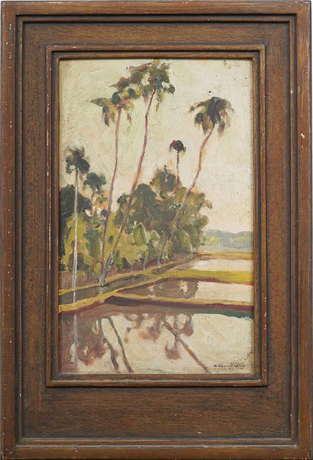 Naci Kalmukoglu comparable auction result: naci kalmukoglu 1896 1951 signed turkish modernist palm tree landscape framed oil painting