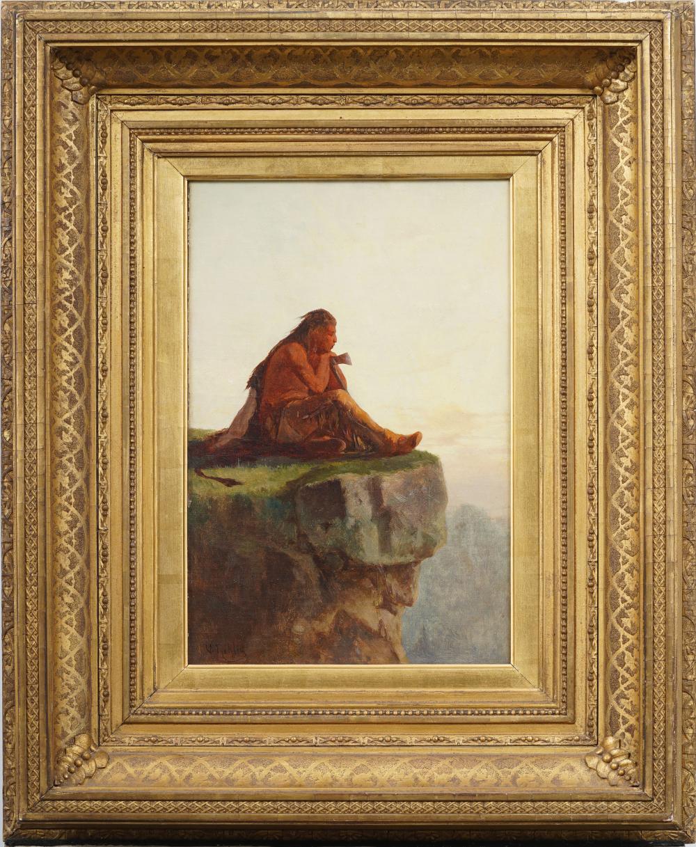 Victor Nehlig comparable auction result: victor nehlig 1830 1909 important antique american hudson river school indian portrait painting