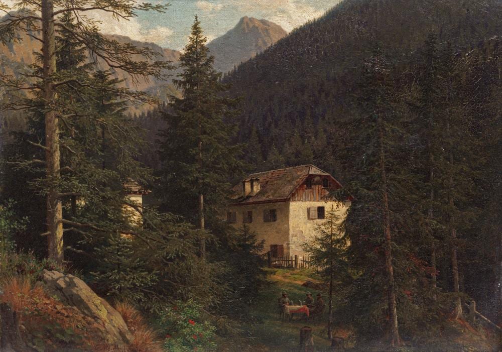 Carl Wilhelm Müller comparable auction result: carl wilhelm m ller forsthaus im gebirge wohl 1887