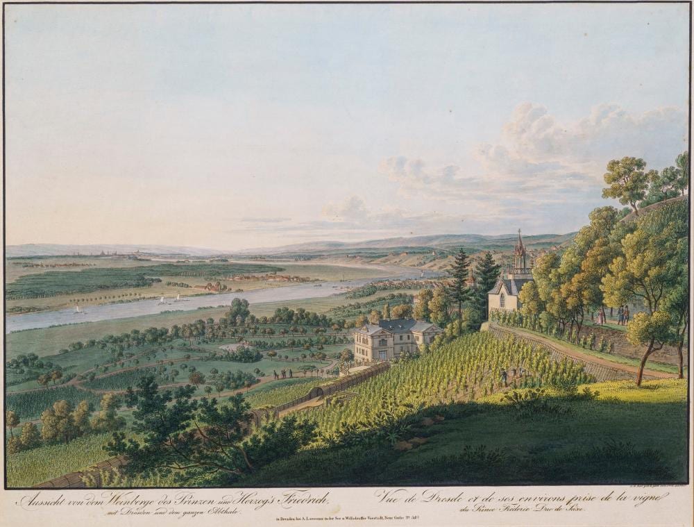 Carl August Richter comparable auction result: carl august richter aussicht von dem weinberge des prinzen und herzog s friedrich um 1810