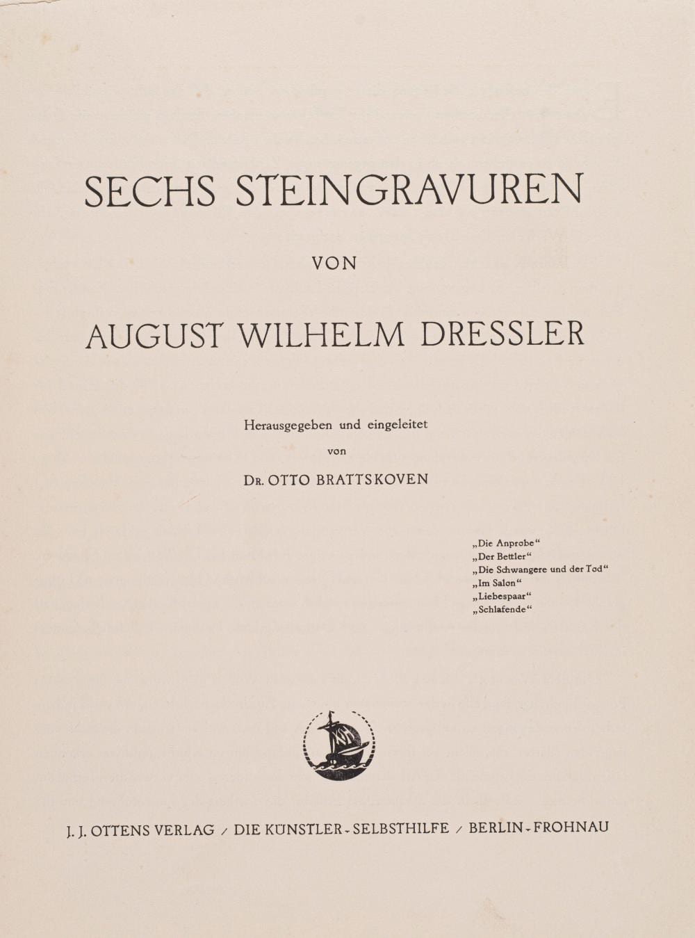 August Wilhelm Dressler comparable auction result: august wilhelm dressler sechs steingravuren um 1926