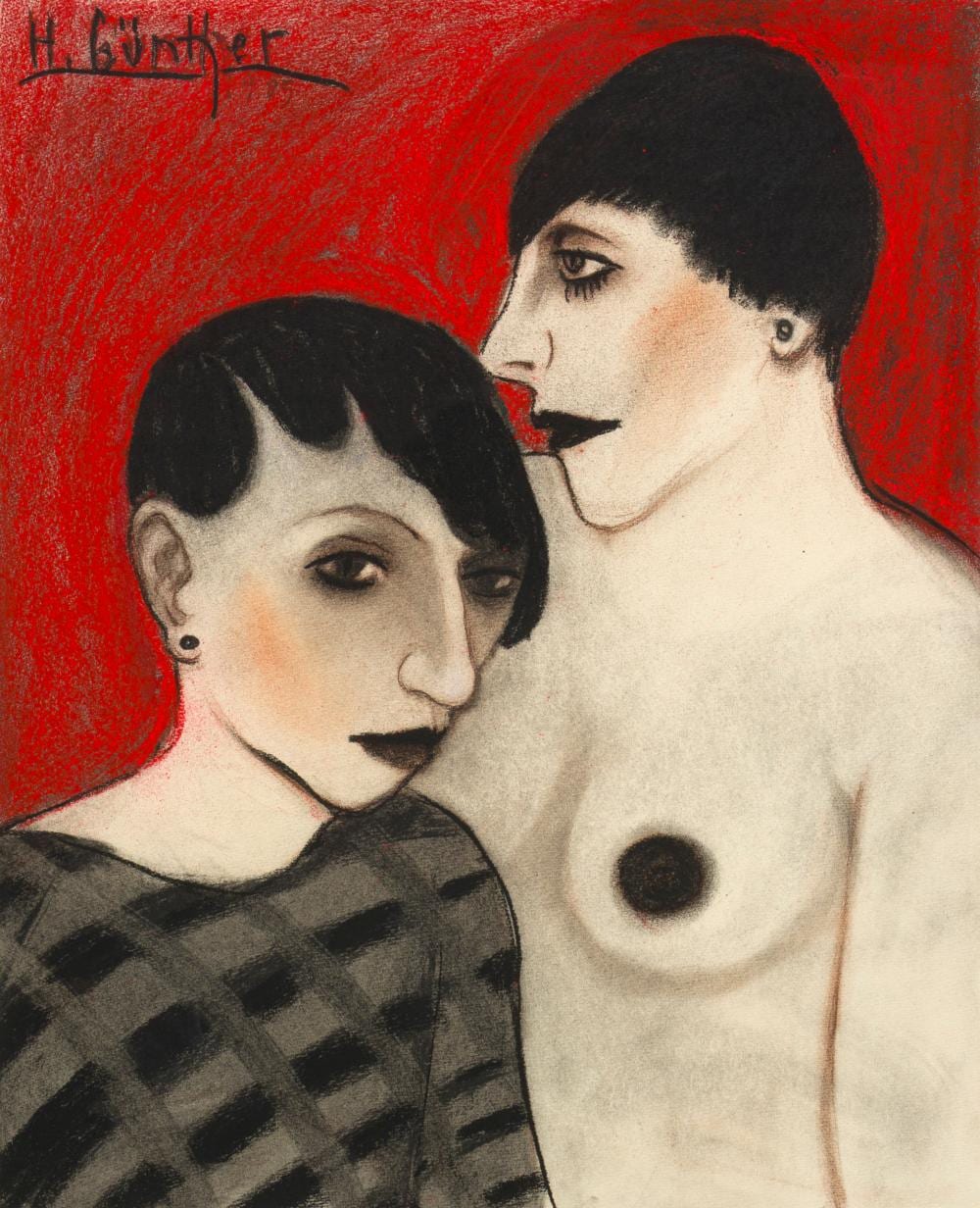 Herta Günther comparable auction result: herta g nther junge frau und weiblicher halbakt 1985