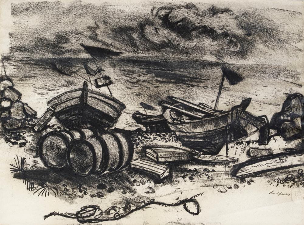 Paul Kuhfuß comparable auction result: paul kuhfuss boote am strand 1938