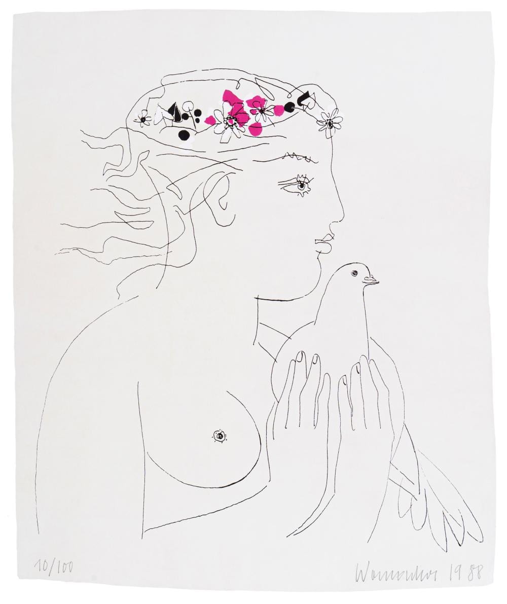 Walter Womacka comparable auction result: walter womacka m dchen mit friedenstaube 1988