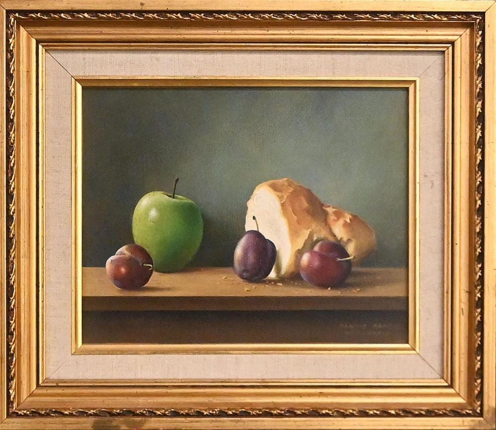 Dennis Ramsay comparable auction result: dennis ramsay still life with apple and plums