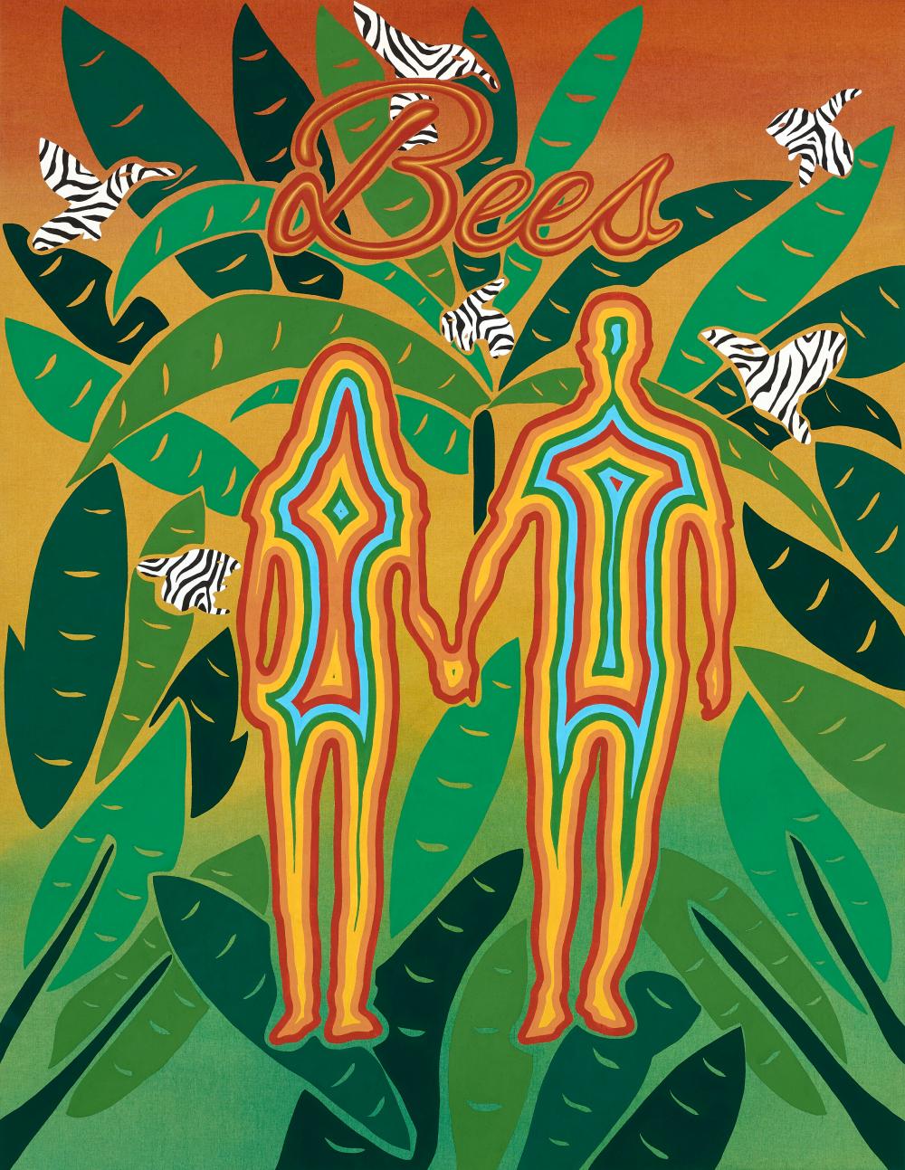 Joel Mesler comparable auction result: joel mesler b 1974 untitled bees pigment on linen213 4 x 165 1 cm 8
