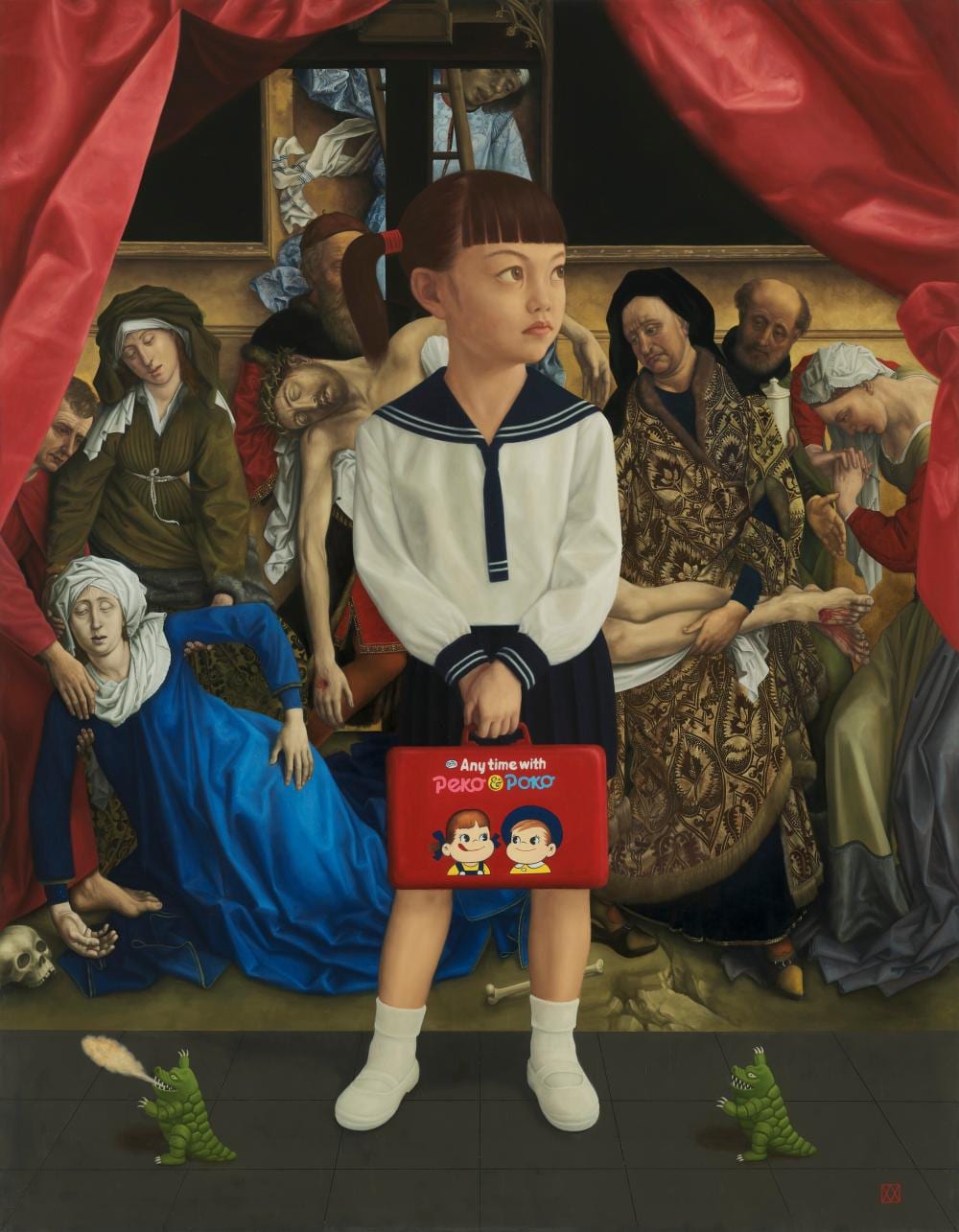 Mitsuru Watanabe comparable auction result: mitsuru watanabe b 1953 yukiko waiting time oil on canvas laid on boar