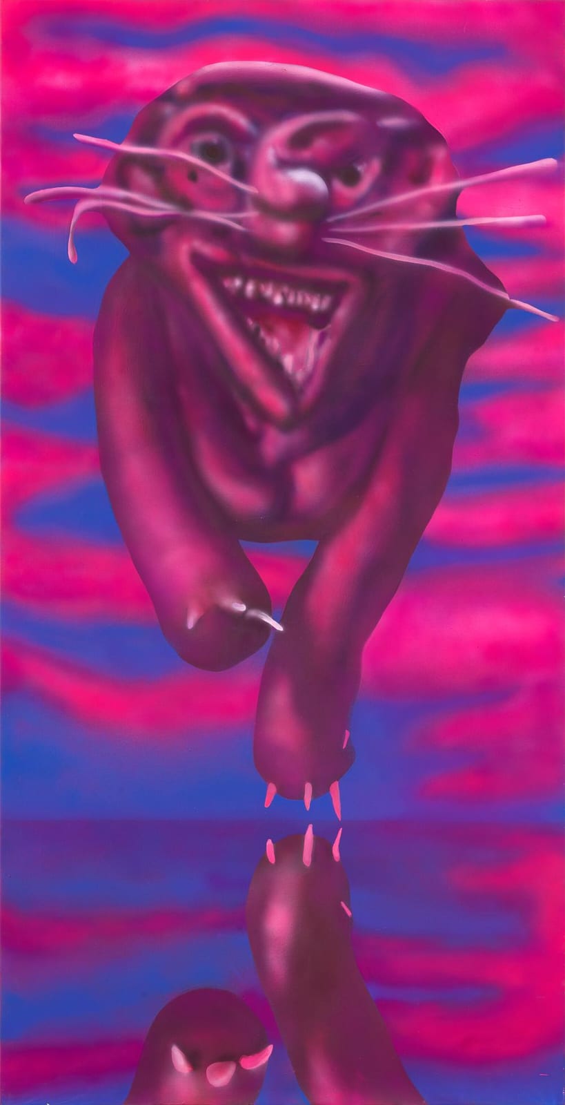 Austin Lee comparable auction result: austin lee b 1983 tiger cat acrylic on canvas224 x 112 cm 88 1 4 x 4