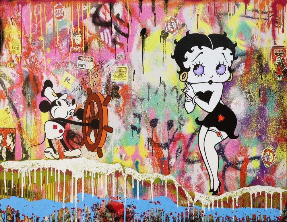 Archie Hopson comparable auction result: archie hopson who me mixed media on linen 101cm x 130cm