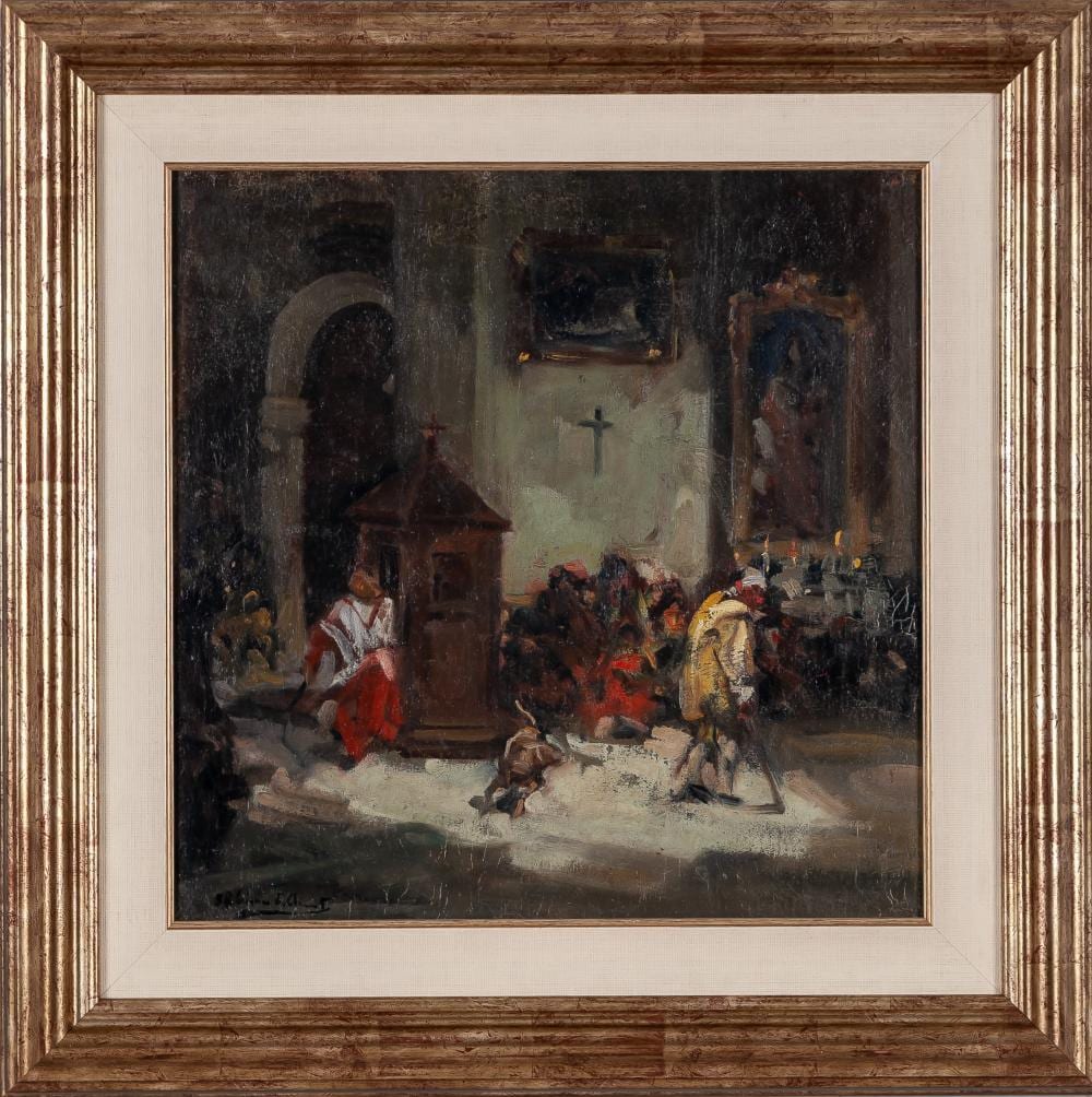Francisco Rodriguez Sanchez Clement comparable auction result: francisco rodriguez sanchez clement elche alicante 1893 santa pola 1968 church interior