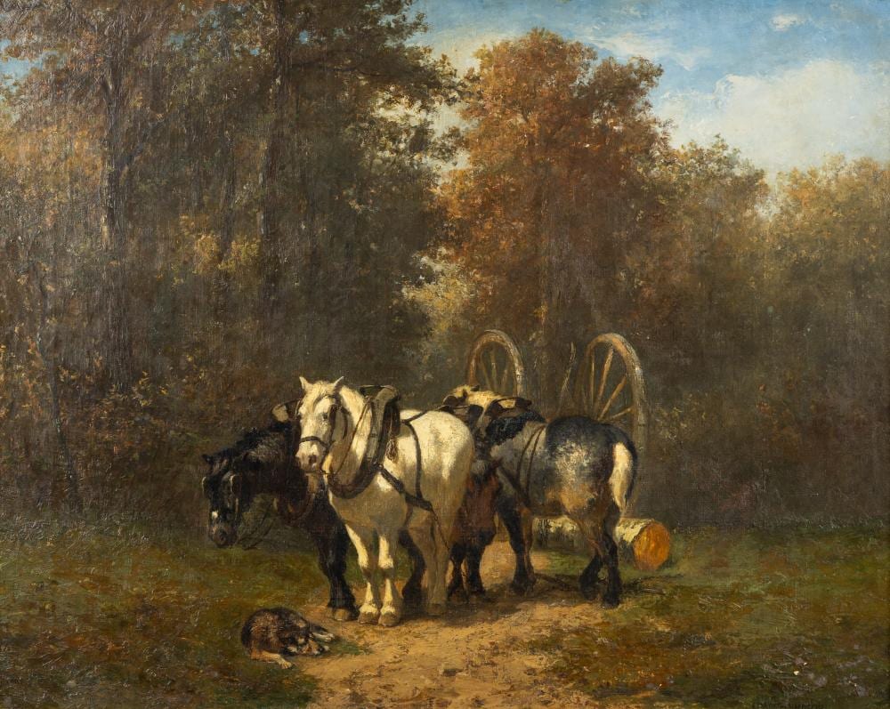 edouard woutermaertens 1819 1897 felling the trees oil on canvas · Flanders Auctions · 2025-06-11 Edouard Woutermaertens comparable auction result: edouard woutermaertens 1819 1897 felling the trees oil on canvas