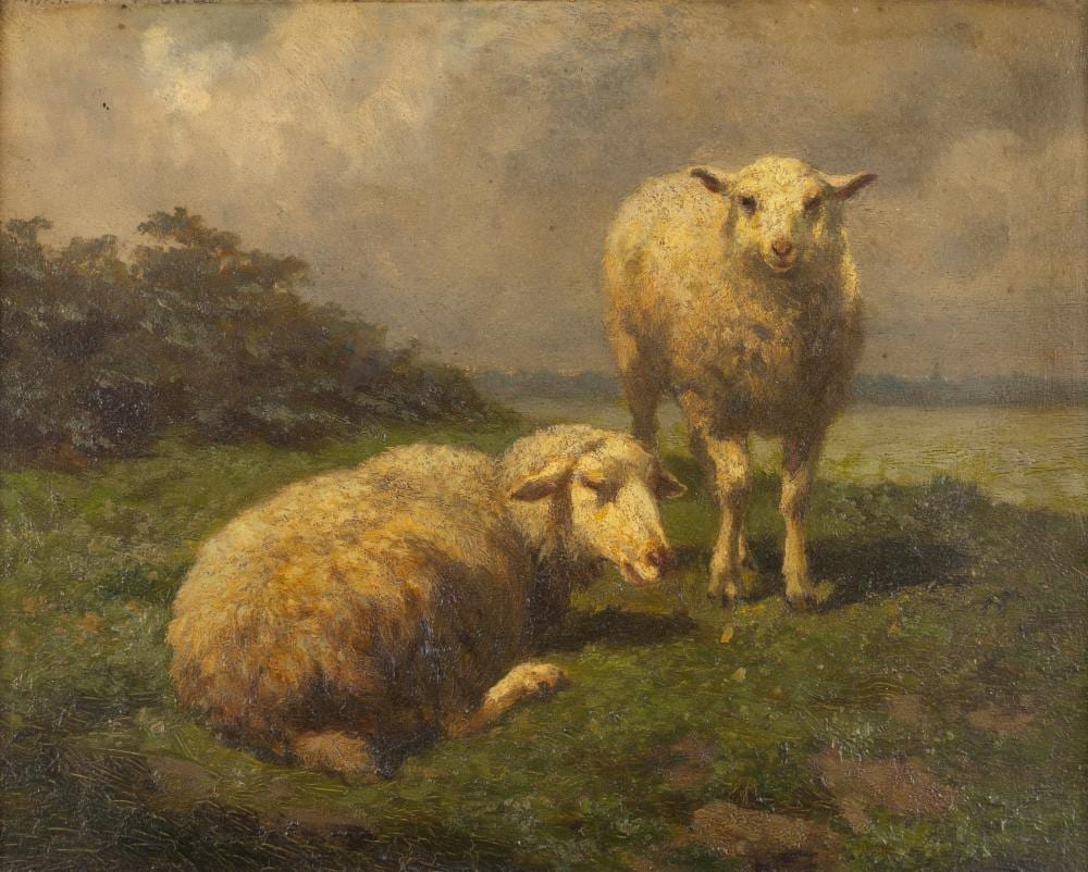 edouard woutermaertens 1819 1897 resting sheep oil on panel 1880 · Flanders Auctions · 2025-06-11 Edouard Woutermaertens comparable auction result: edouard woutermaertens 1819 1897 resting sheep oil on panel 1880