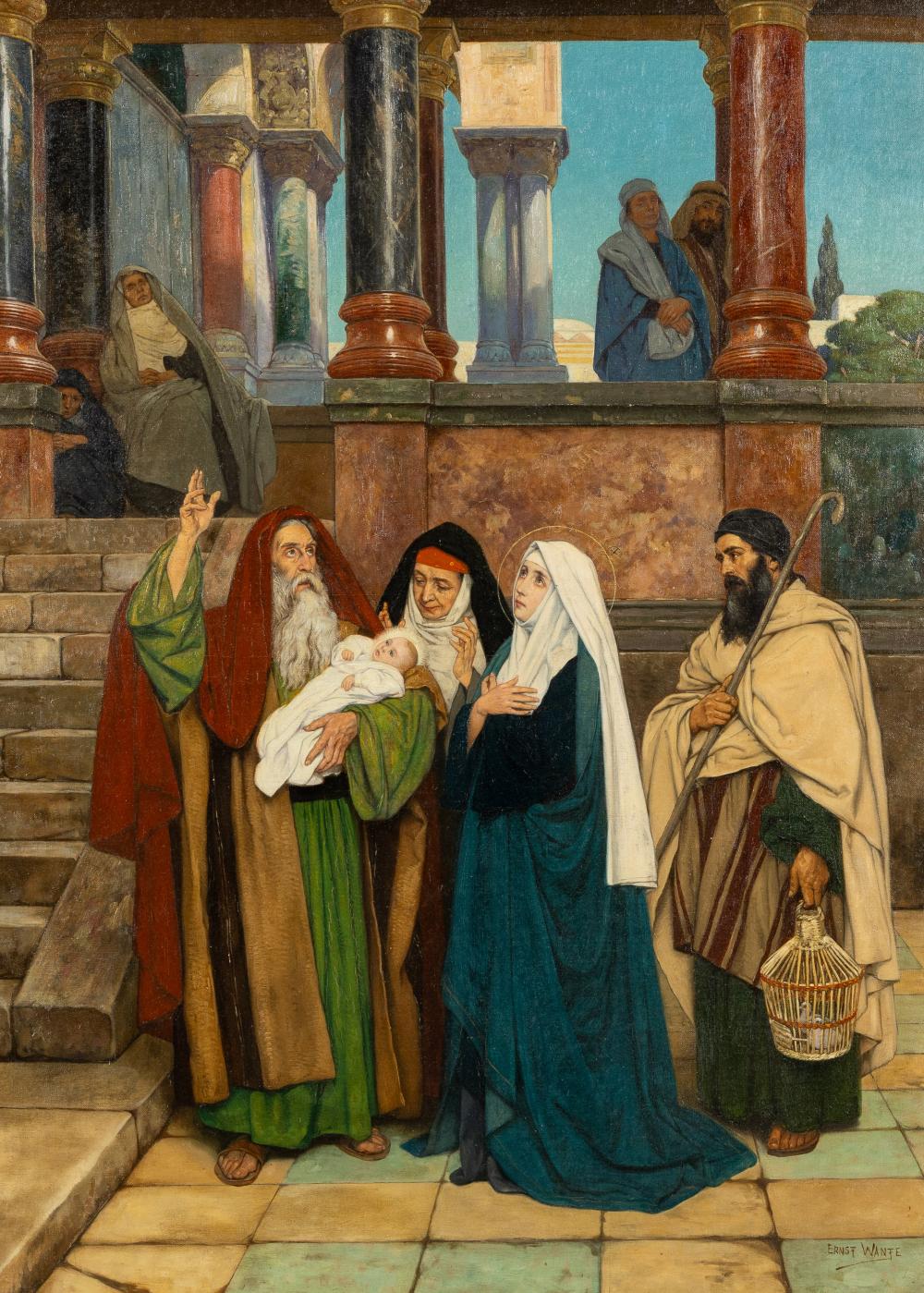 Ernest Wante comparable auction result: ernest wante 1873 1960 the presentation of jesus in the temple oil on canvas