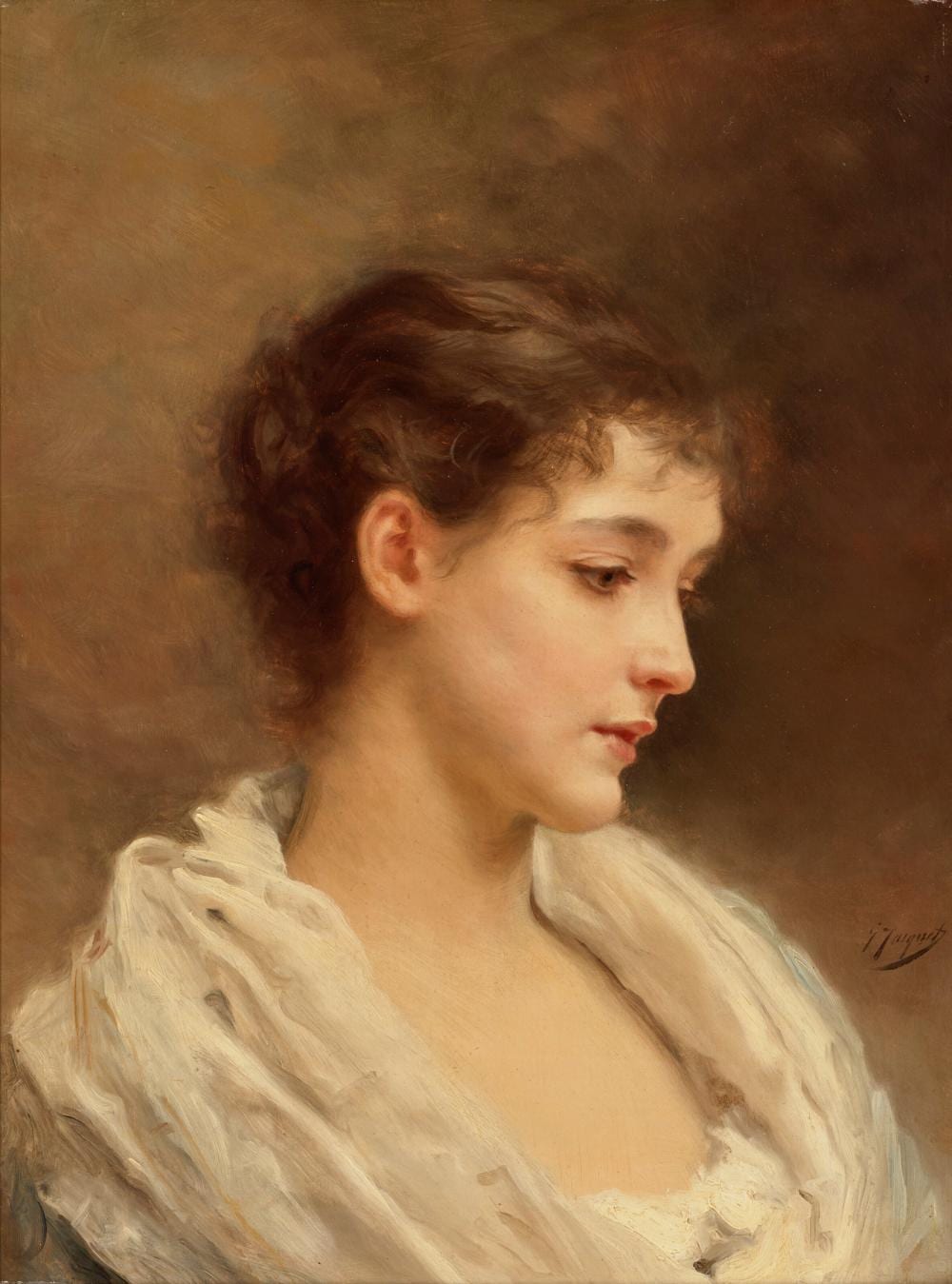 Gustave Jean Jacquet comparable auction result: gustave jean jacquet paris 1846 1909 portrait d une jeune fille de profi