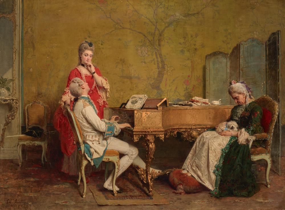 Gerolamo Induno comparable auction result: gerolamo induno milan 1825 1890 la le on de musique huile sur toile su
