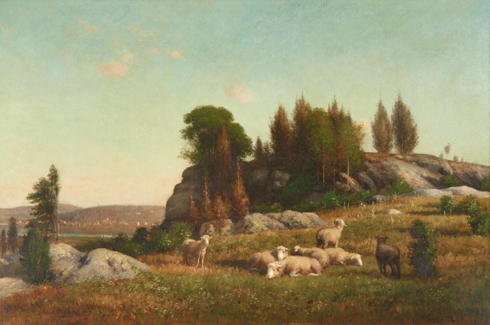 Joseph Foxcroft Cole comparable auction result: joseph foxcroft cole american 1837 1892 landscape with sheep 1871